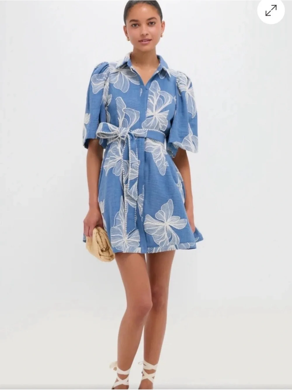 Hyacinth House Chambray and Ivory Embroidery Cindy Dress - Picture 1 of 5